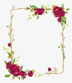 #rose #square #flower #floral #frame #gold #glitter - Transparent Background Floral Frame, HD Png Download, Transparent PNG