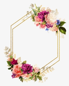 #rose #square #flower #floral #frame #butterfly #gold - Floral Frame, HD Png Download, Transparent PNG
