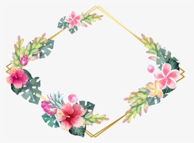 #square #flower #floral #frame #gold #glitter #geometric - Floral Frame, HD Png Download, Transparent PNG