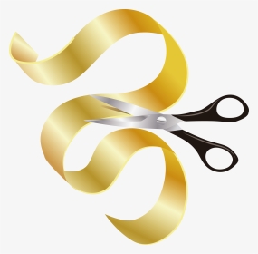 Opening Vector Golden - Yellow Scissor With Ribbon Png, Transparent Png, Transparent PNG