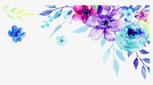 Corner Clipart Watercolor - Blue Flower Border Watercolor, HD Png Download, Transparent PNG