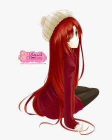 Girls Transparent Red Hair - Cute Red Hair Anime Girl, HD Png Download, Transparent PNG
