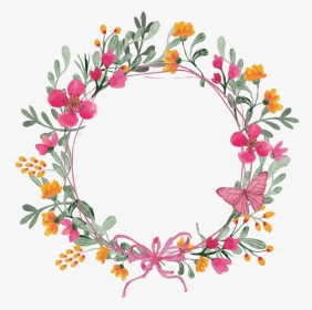 Modern Floral Garland Png Clipart - Flower And Butterfly Wreath, Transparent Png, Transparent PNG