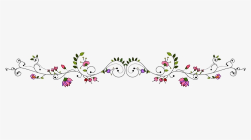 #florals #flowers #leaves #vines #vinesandleaves #swirls - Flower Line Border Design, HD Png Download, Transparent PNG