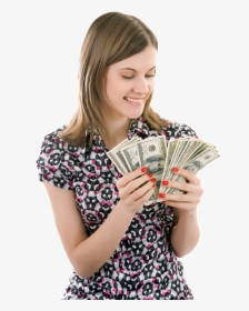 Cash Car Title Loans - Girl Counting Money, HD Png Download, Transparent PNG