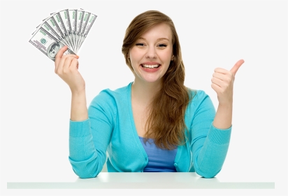 Woman Holding Money With Thumbs Up, HD Png Download, Transparent PNG