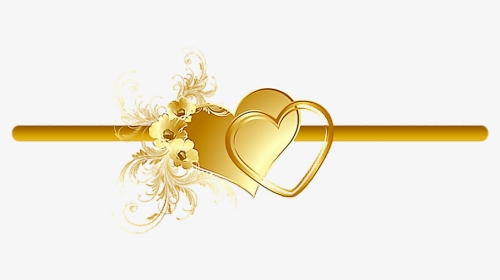 #gold #heart #flowers #vinesandleaves #divider #header - Gold Flower Decorative Frames Png, Transparent Png, Transparent PNG