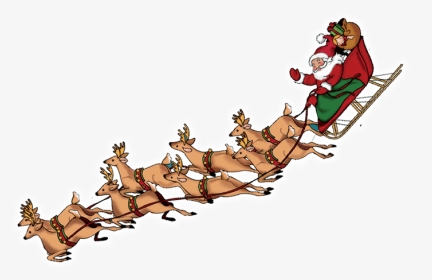 Reindeer Santa Claus Rudolph Clip Art - Santa Sleigh Transparent Background, HD Png Download, Transparent PNG