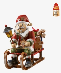 Holzknoddl Santa On Sleigh , Incense Smoker - Käthe Wohlfahrt Räuchermännchen, HD Png Download, Transparent PNG