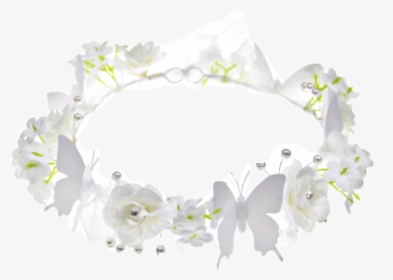 #white #butterflies #roses #flowers #crown #freetoedit - Artificial Flower, HD Png Download, Transparent PNG