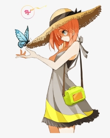 Anime Summer Girl Png - Anime Sun Hat Drawing, Transparent Png, Transparent PNG