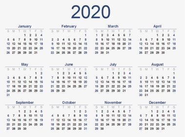 All Months Calendar 2020 Download Free Png - Free Printable 2020 Calendar, Transparent Png, Transparent PNG