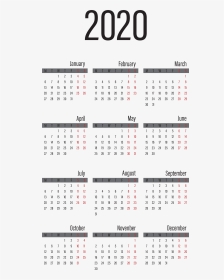 2020 Calendar Large Transparent Image - 2020 Year Calendar Printable, HD Png Download, Transparent PNG