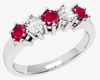Ruby And Diamond Ring For Women In 9ct White Gold With - 3 Sapphire Ring Diamond, HD Png Download, Transparent PNG