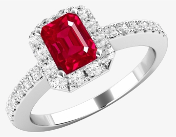 Ruby And Diamond Ring For Women In 18ct White Gold - Gemstone Ring Png, Transparent Png, Transparent PNG