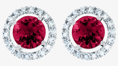 Stud Earrings Halo Ruby Red In White Gold - Earrings, HD Png Download, Transparent PNG