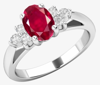 Ruby And Diamond Ring For Women In 18ct White Gold - White Gold Ring With Pink Sapphire, HD Png Download, Transparent PNG