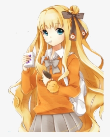 Anime Girl With Blonde Hair Png, Transparent Png, Transparent PNG