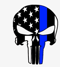 Punisher Svg Leo - Blue Line Punisher Skull Svg, HD Png Download, Transparent PNG
