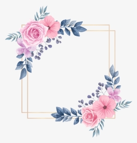 #rose #square #flower #floral #frame #gold #glitter - Vector Marco Vintage Flores Azul, HD Png Download, Transparent PNG