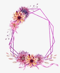 #floral #square #wreath #frame #glitter #ribbon #geometric, HD Png Download, Transparent PNG