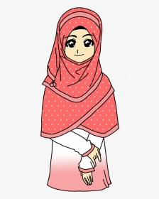 Doodle Muslimah Png - Muslim Girl Hijab Drawing, Transparent Png, Transparent PNG