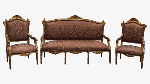 1930s Vintage Imperial Gilded French Sofa And Chairs - Studio Couch, HD Png Download, Transparent PNG