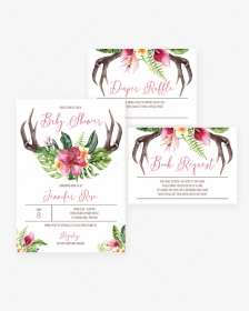 Bohemian Antlers Png - Wood Background Baby Shower Invitations, Transparent Png, Transparent PNG