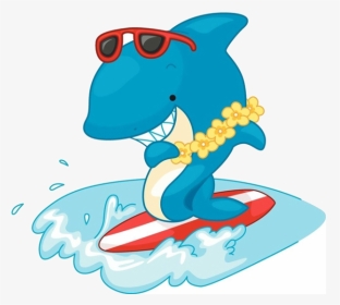 Clipart Shark Surfer - Shark Surfing Clipart, HD Png Download, Transparent PNG