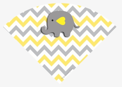 Baby Elephant In Grey And Yellow Chevron Free Printable - Elefante Animado Gris Y Amarillo, HD Png Download, Transparent PNG