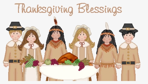 Thanksgiving Indians Clipart Vector Black And White - Pilgrims And Indians Feast, HD Png Download, Transparent PNG