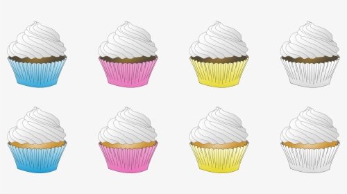 Assorted White Frosted Cupcakes Clip Arts - Cupcake Icing Clipart, HD Png Download, Transparent PNG