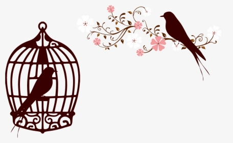 Floral Birds Silhouette No Background Icons Png - Caged Bird And Free Bird, Transparent Png, Transparent PNG