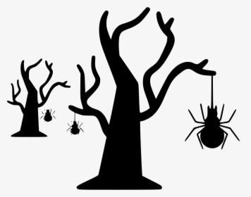 Tree Bug Net Spider Hanging Halloween - Spider Hanging From Tree, HD Png Download, Transparent PNG