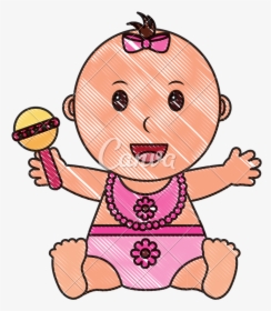 Diaper Transparent Baby Girl Clipart , Png Download - Baby Girl Cartoon Outline, Png Download, Transparent PNG