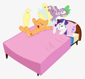 Blanket Vector Cartoon Pillow - Applejack And Rarity Same Bed, HD Png Download, Transparent PNG