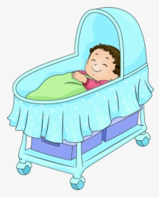 Bed Cartoon Illustration A In Pram - Baby In Bed Cartoon, HD Png Download, Transparent PNG