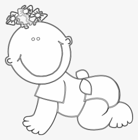 Baby Girl Crawling Outline Svg Clip Arts - Baby Girl Clip Art, HD Png Download, Transparent PNG