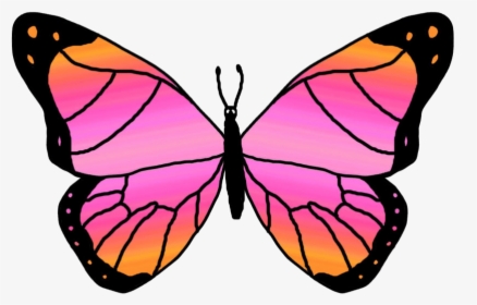 Pink And Orange Butterfly Clipart , Png Download - Orange And Pink Butterfly, Transparent Png, Transparent PNG