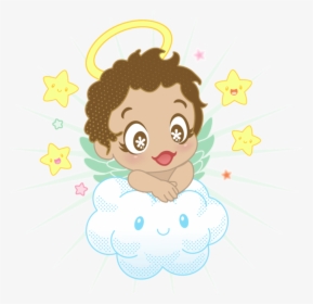 Small Angel With Cloud And Stars Png Clipart - Angel For Christening Png, Transparent Png, Transparent PNG