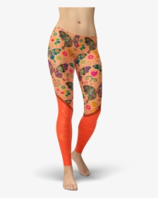 Orange Butterfly Leggings Sports Clothing Gym And Fitness - Leggings, HD Png Download, Transparent PNG