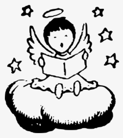Hd Baby Angel Png Black And White Transparent Baby - Cute Angel Clipart Black And White, Png Download, Transparent PNG