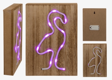 Pink Coloured Neon Light In Wooden Box - Neon On Wooden Box, HD Png Download, Transparent PNG