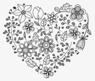 Black Floral Heart - Floral Heart Transparent Background, HD Png Download, Transparent PNG