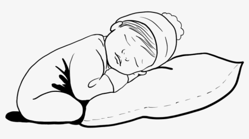 cartoon baby sleeping black and white
