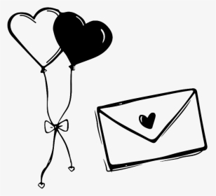 Black And White Hand Drawn Envelope Love Vector - Heart, HD Png Download, Transparent PNG