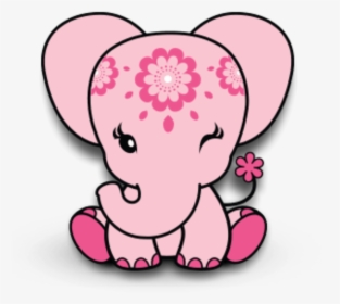 Cute Pink Elephant , Png Download - Pink Baby Elephant Cartoon, Transparent Png, Transparent PNG