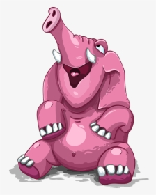 Elephant, Pink, Sitting, Smile, Cute, Animal, Happy - Pink Elephant Sitting, HD Png Download, Transparent PNG