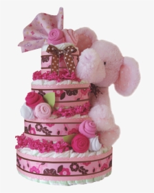 Pink Elephant Diaper Cake , Luxcreativegiftbaskets - Cake Decorating, HD Png Download, Transparent PNG