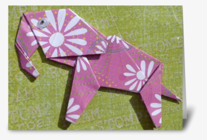 Pink Elephant Greeting Card - Origami, HD Png Download, Transparent PNG